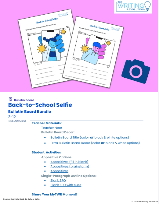 (3–12) Back-to-School Selfie – Bulletin Board Bundle